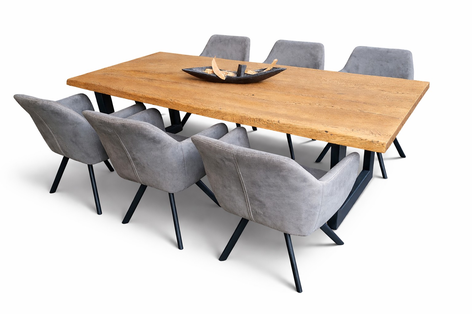 Nouvion Pablo Drehstuhl Tisch Eiche mit organischer Kante black Oak Set Ausstellungsstück