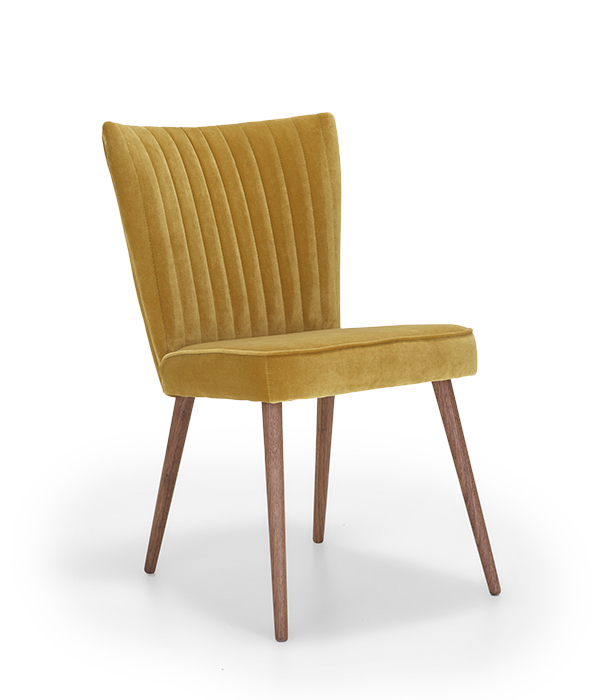 Nouvion Retro Stuhl Julie 4-Fuss Holz Bezug Leder