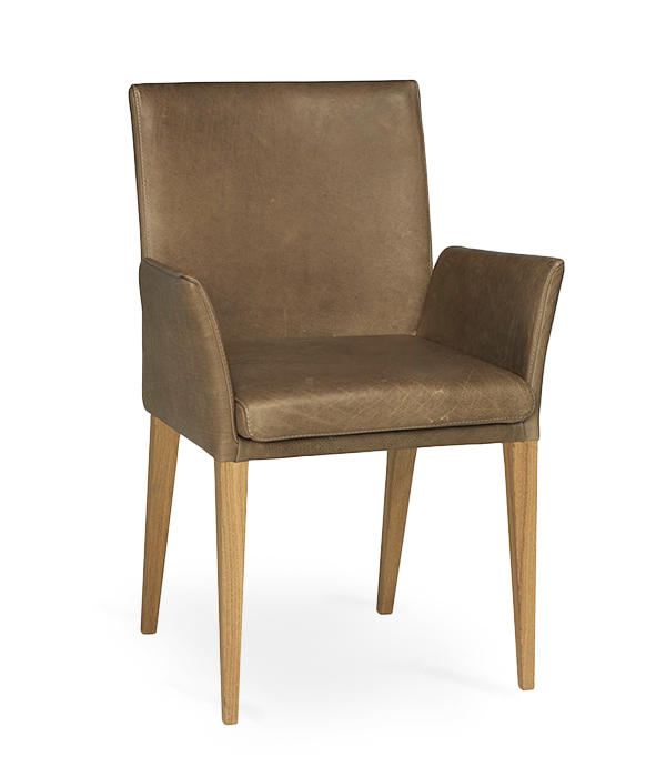 Nouvion Armstuhl Tommy 4-Fuss Holz Bezug Leder