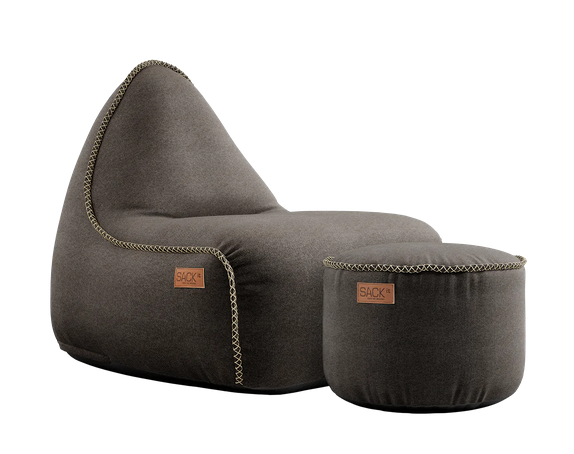 SACKit Canvas Lounge Chair Brown + Pouf