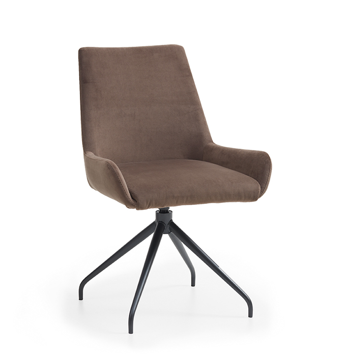 Nouvion Silvio Stuhl Bein Spider mit Drehfunktion schwarzer Stahl, Stoffgruppe B Samoa/Montana Espresso