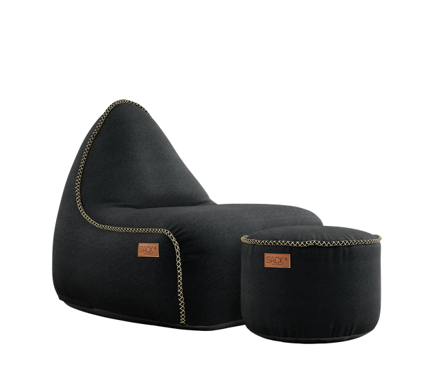 SACKit Canvas Lounge Chair Black + Pouf