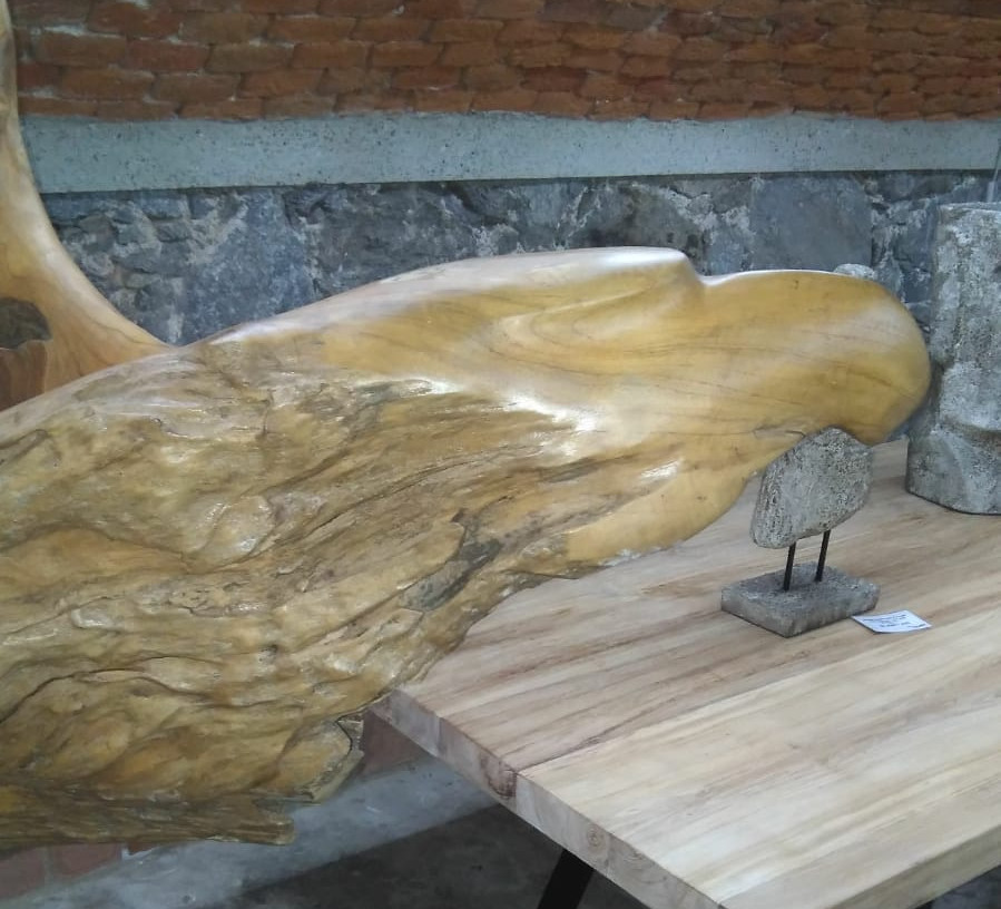 Teakskulptur Adler Horst